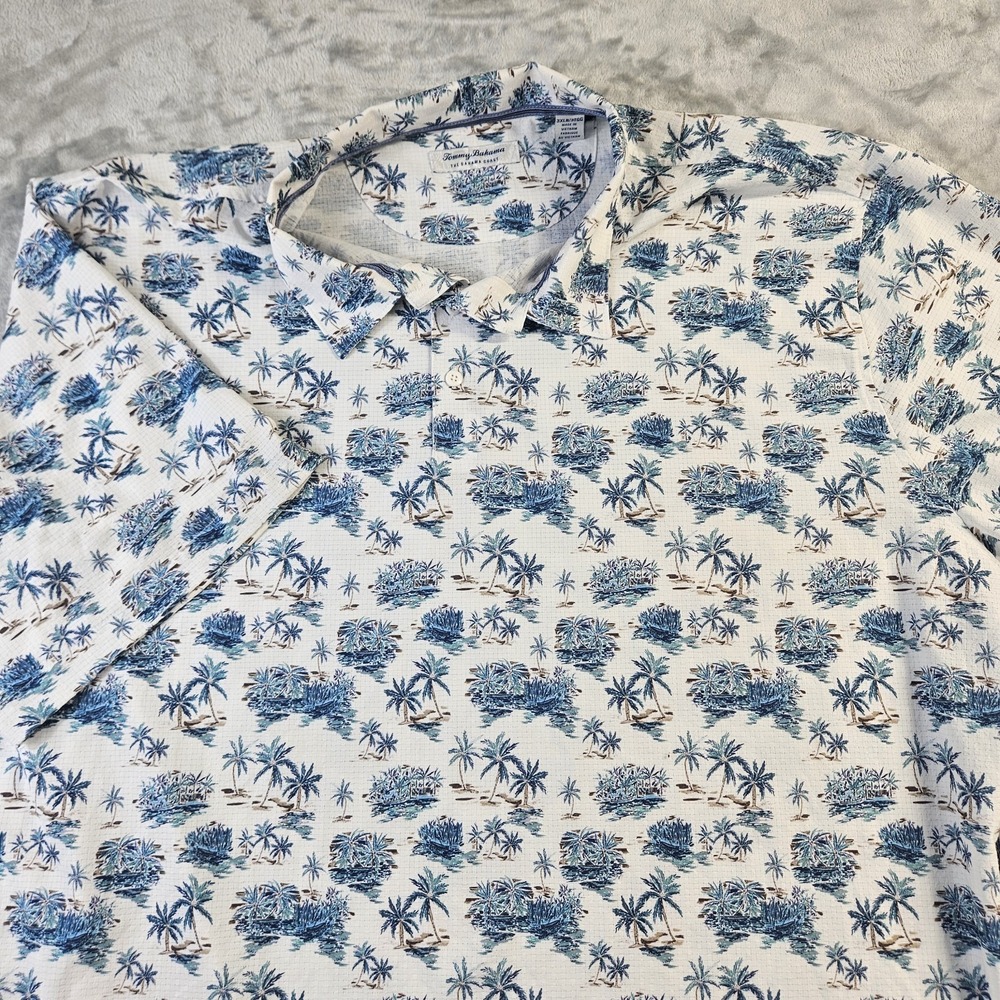 Tommy Bahama Polo Shirt The Bahama Coast AOP Palm Trees Mens 3XLB